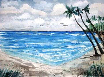 eindruck v Ölbilder verkaufen - Strand Palmen und Vögelen